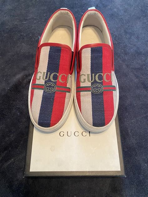 gucci logo sylvie slip on sneaker|Gucci sneakers size 8 price.